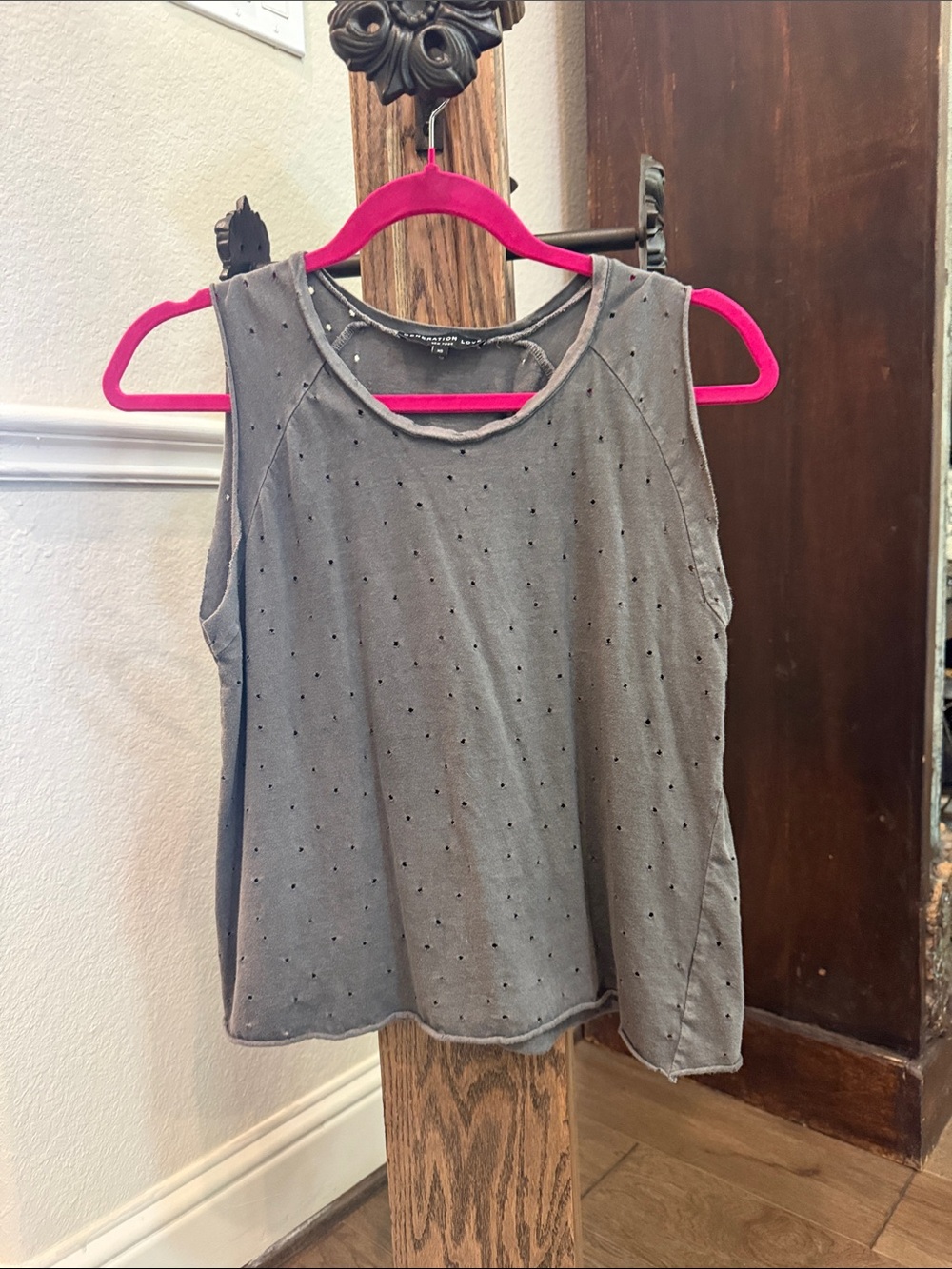 Generation Love Gray Perforated Tank Top